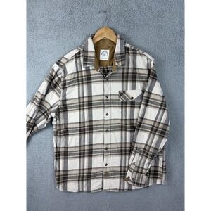 Dubnik Customized Shirt Mens L Brown Plaid Flannel Long Sleeve Button Casual Men